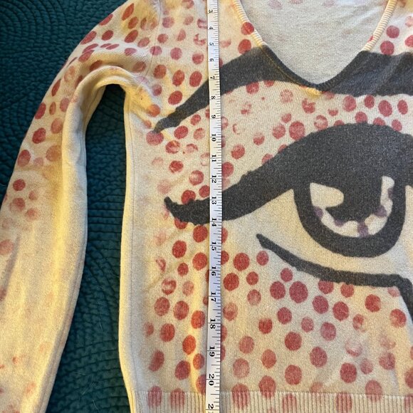 RARE Blue Area Sweater – Lichtenstein-Inspired Cashmere Art Knit – Sz S - Picture 6 of 6